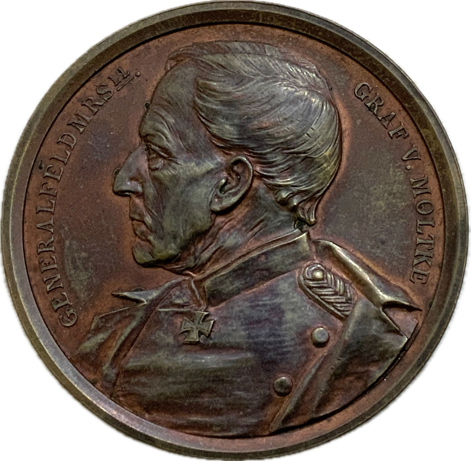 IMPERIAL GERMANY PRUSSIAN FIELD MARSHALL GRAF VON MOLTKE CASED BRONZE MEDAL (1 of 5)
