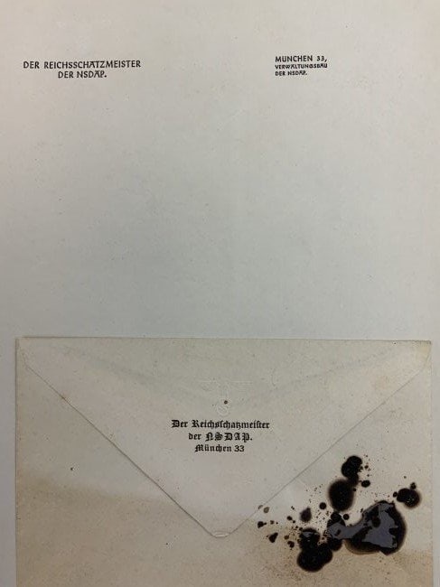 FRANZ XAVER SCHWARZ NSDAP NAZI PARTY TREASURER OFFICIAL LETTER STATIONARY WITH ENVELOPE (1 of 8)