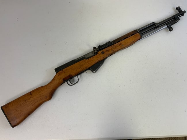 CHINESE MILITARY TYPE 56 SKS RIFLE 7.62x39mm: CHINESE MILITARY TYPE 56 SKS RIFLE 7.62x39mm. GREAT BORE. ALL MATCHING NUMBERS THRU OUT . SER. # 45866 . ARSENAL MADE. IMPORT MARKED. FFL REQUIRED . NO INTERNATIONAL BIDDERS PLEASE.