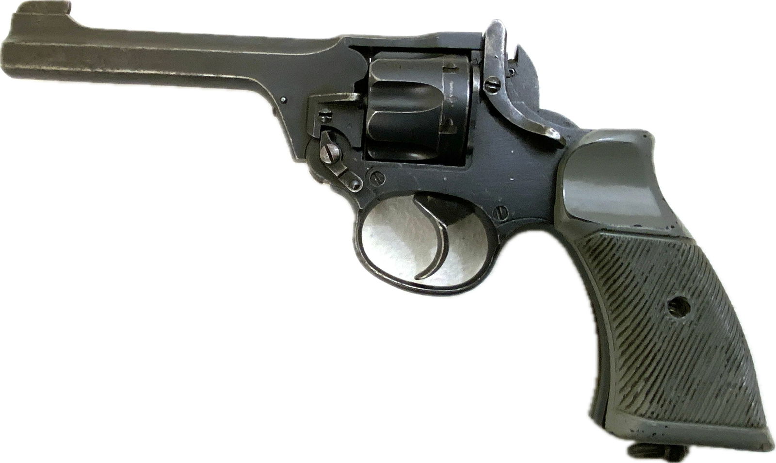ALBION MOTORS WWII NO 2 MK 1* REVOLVER .38 CAL.: This is a scarce revolver that was manufactured by Albion Motors in Scotland in 1942, and has the five inch barrel. It is a No 2 Mk 1*, and one of the much less common makers as compared to Enfield. O