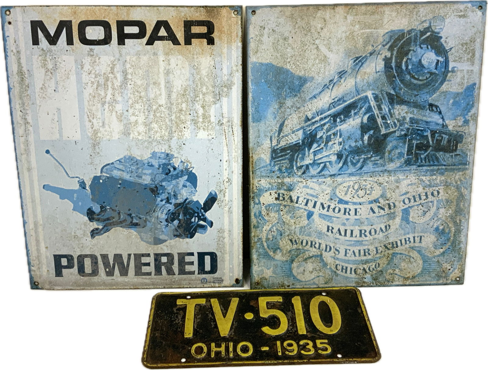 1935 OHIO LICENCE PLATE AND GARAGE DECORATING METAL SIGNS (1 of 5)