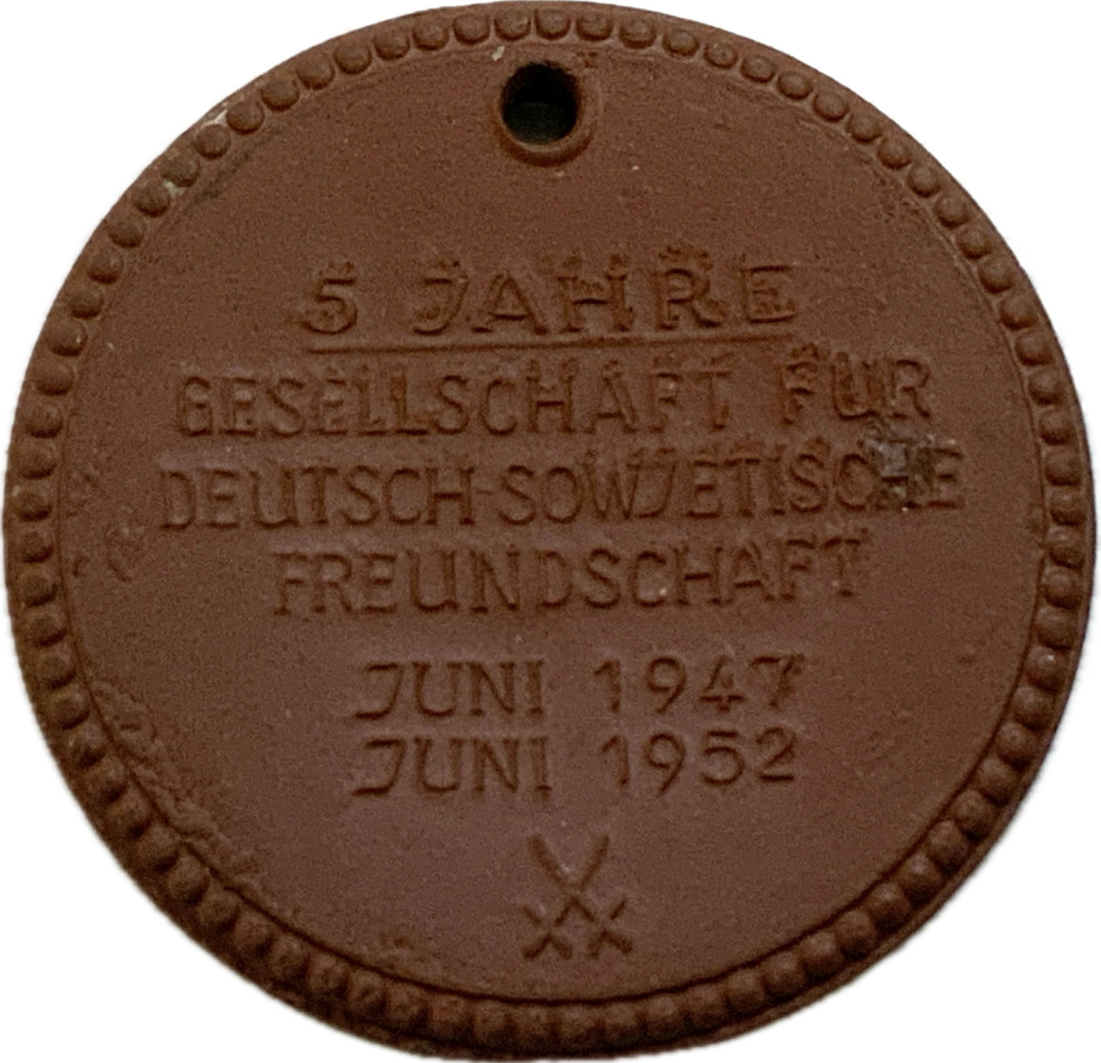 RARE MEISEN PORCELAIN FACTORY DDR-USSR 5 YEARS FRIENSHIP MEDAL 1952 (1 of 2)