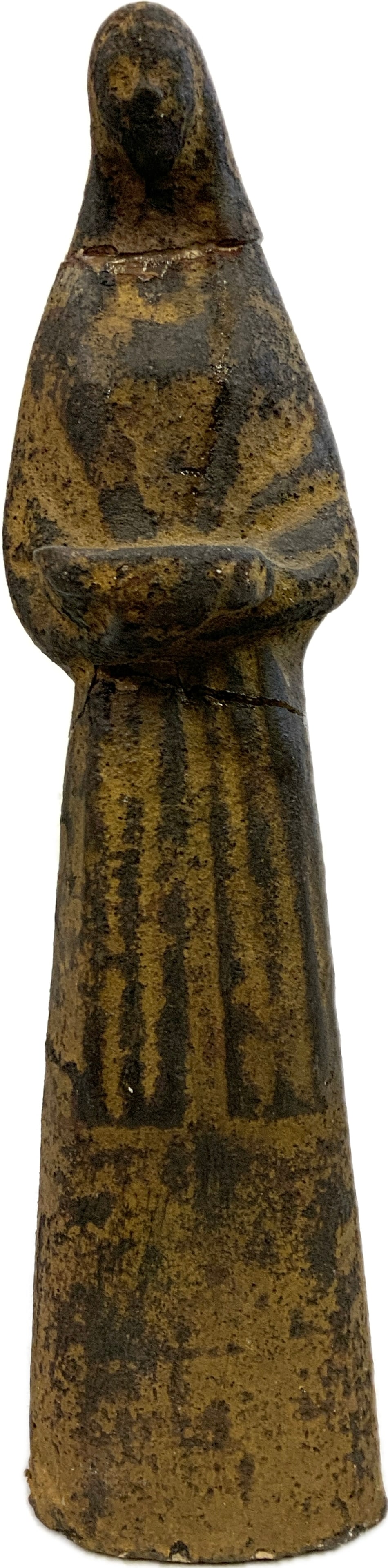 ITALY ANTIQUE TERRACOTTA SAINT THERESA STATUE: ITALY ANTIQUE TERRACOTTA SAINT THERESA STATUE.15" TALL. PUT TOGHETHER FROM PIECES. FROM DR. PAUL D. LYNN COLLECTION.