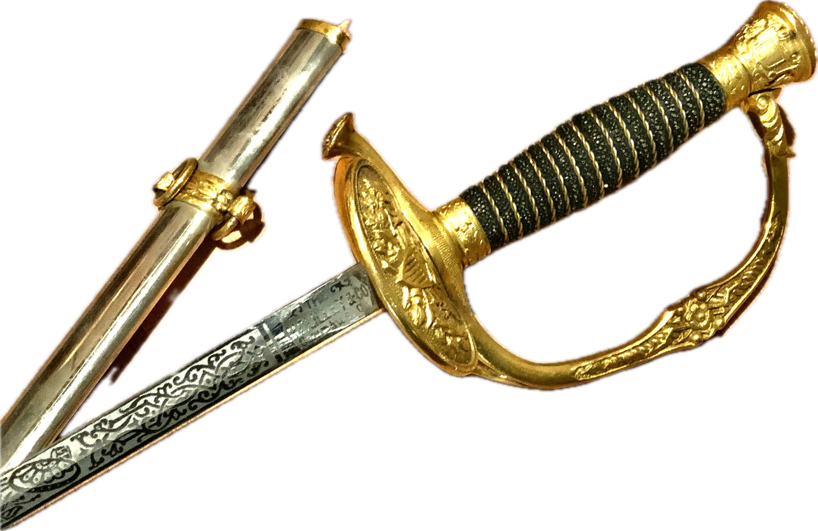 US ARMY MODEL 1850 STAFF & FIELD OFFICERS SWORD: US ARMY MODEL 1850 STAFF & FIELD OFFICERS SWORD. GREAT MINTY CONDITION OVERALL. GREAT BROGHT ETCHED BLADE WITH THE MC.LILLEY & CO. COLUMBUS, OH MAKER MARK.ALSO BEAR STAMP ON THE RICASSO. BRASS GILDED