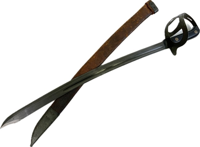 U.S.MADE DUTCH KLEWANG M1940 CUTLASS SWORD: U.S. Made Dutch Klewang M1940 Cutlass By Milsco With Original Scabbard.An excellent Dutch Klewang Cutlass made in the United States by Milsco (Milwaukee Saddlery Company) for the Dutch. Many of these