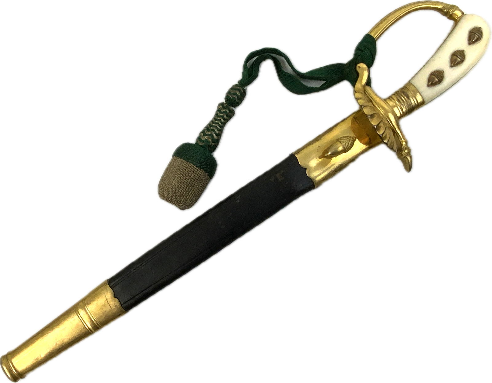 GERMANY THIRD REICH SENIOR HUNTING FORESTRY CUTLASS DAGGER: THIRD REICH GERMANY SENIOR HUNTING FORESTRY CUTLASS DAGGER . NICE AND CLEAN DAGGER WITH ETCHED BLADE.MADE BY EICKHORN SOLINGEN. BEAUTIFUL GILDED BRASS FITTINGS .COMPLETE WITH KNOT. GREAT OVERALL EXAMP