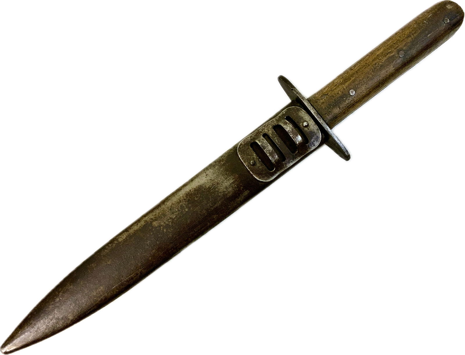 WWI AUSRO HUNGARIAN ARMY M1917 STURMMESSER FIGHTING KNIFE: WWI AUSRO HUNGARIAN ARMY M1917 STURMMESSER FIGHTING KNIFE. GREAT CONDITION FOR ITS AGE. HUNGARIAN CREST STAMPED TO A CROSSGUARD. SOME MARKING ON THE BLADE HARD TO READ. 14" LONG WITH 7 1/2" LONG