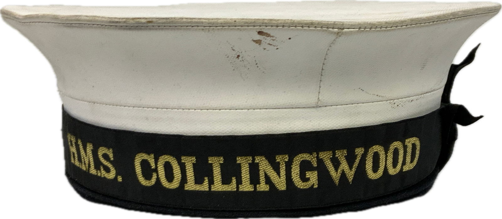 BRITISH ROYAL NAVY H.M.S. COLLINGWOOD DONALD DUCK CAP: BRITISH ROYAL NAVY H.M.S. COLLINGWOOD DONALD DUCK CAP. GOOD CONDITION. NAMED.