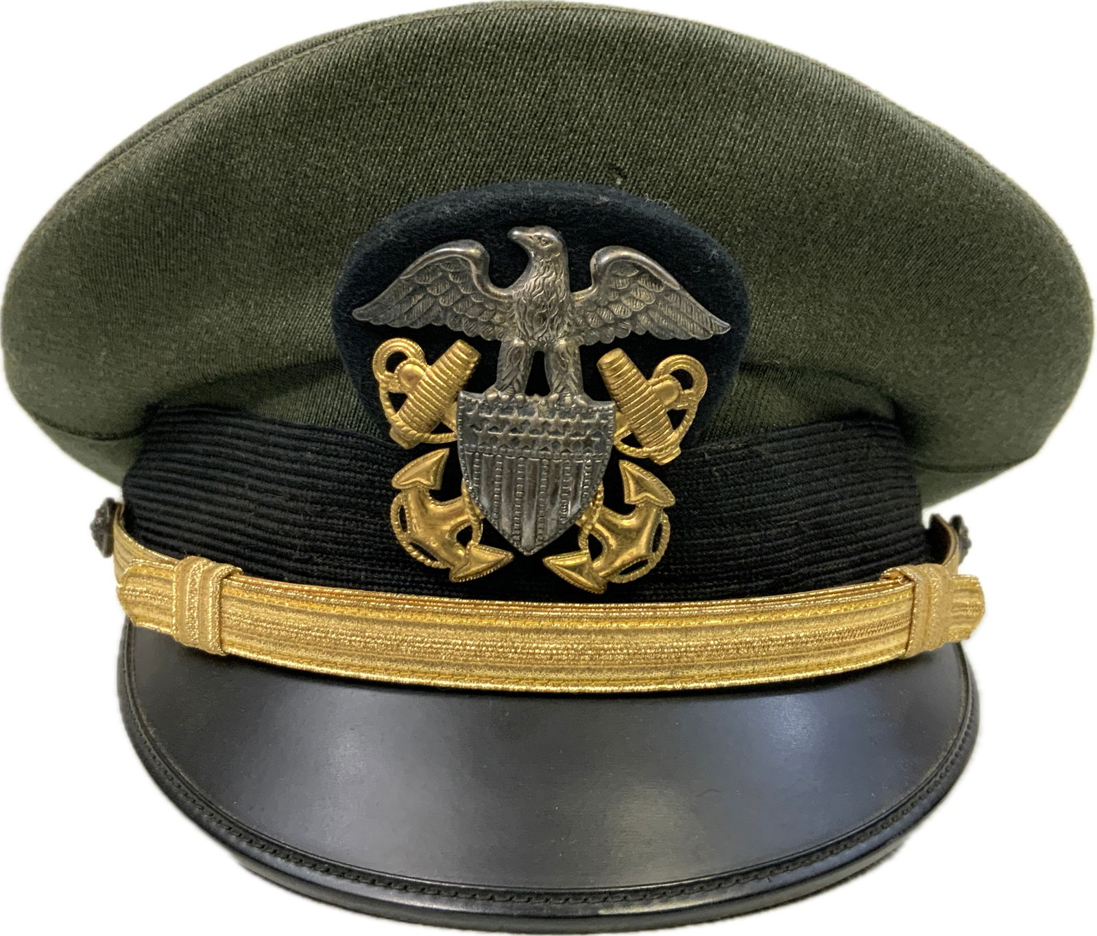 US WWII NAVAL AVIATOR OFFICER VISOR HAT: US WWII NAVAL AVIATOR OFFICER VISOR HAT.VERU GOOD CONDITION. NICELY MARKED BY BANCROFT