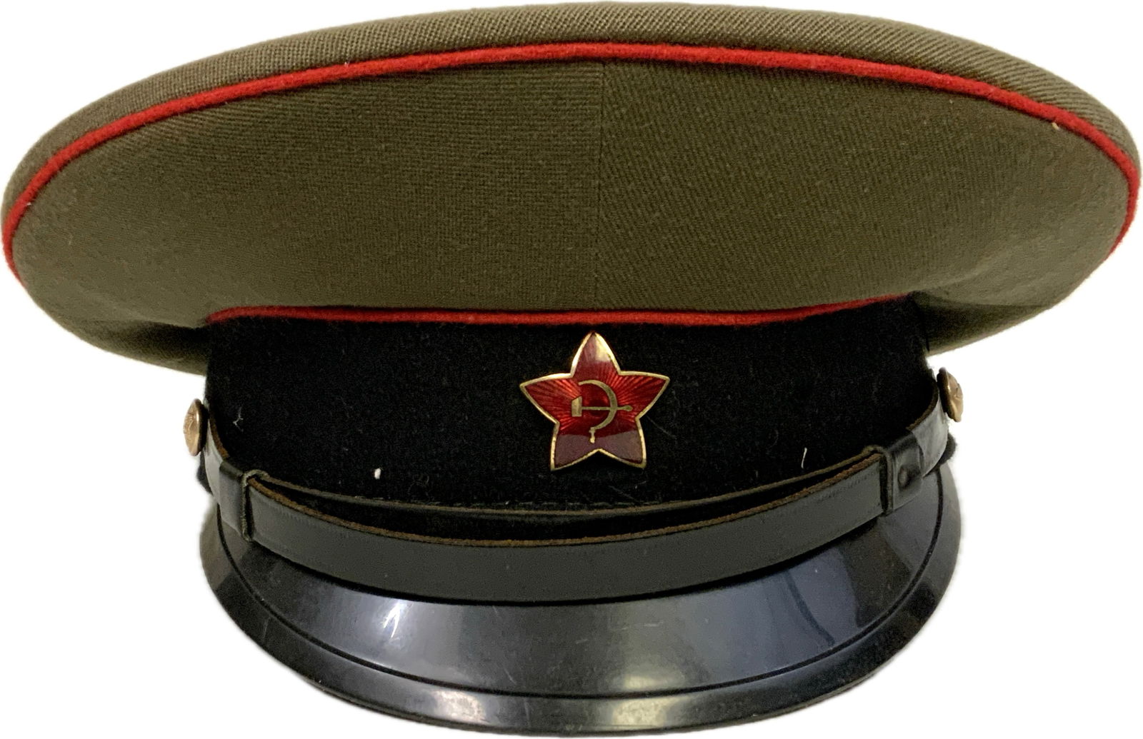 USSR SOVIET ARMY DRESS VISOR HAT: USSR SOVIET ARMY DRESS VISOR HAT. GREAT CONDITION. SIZE 57. MANUFACTURING TAG INSIDE.