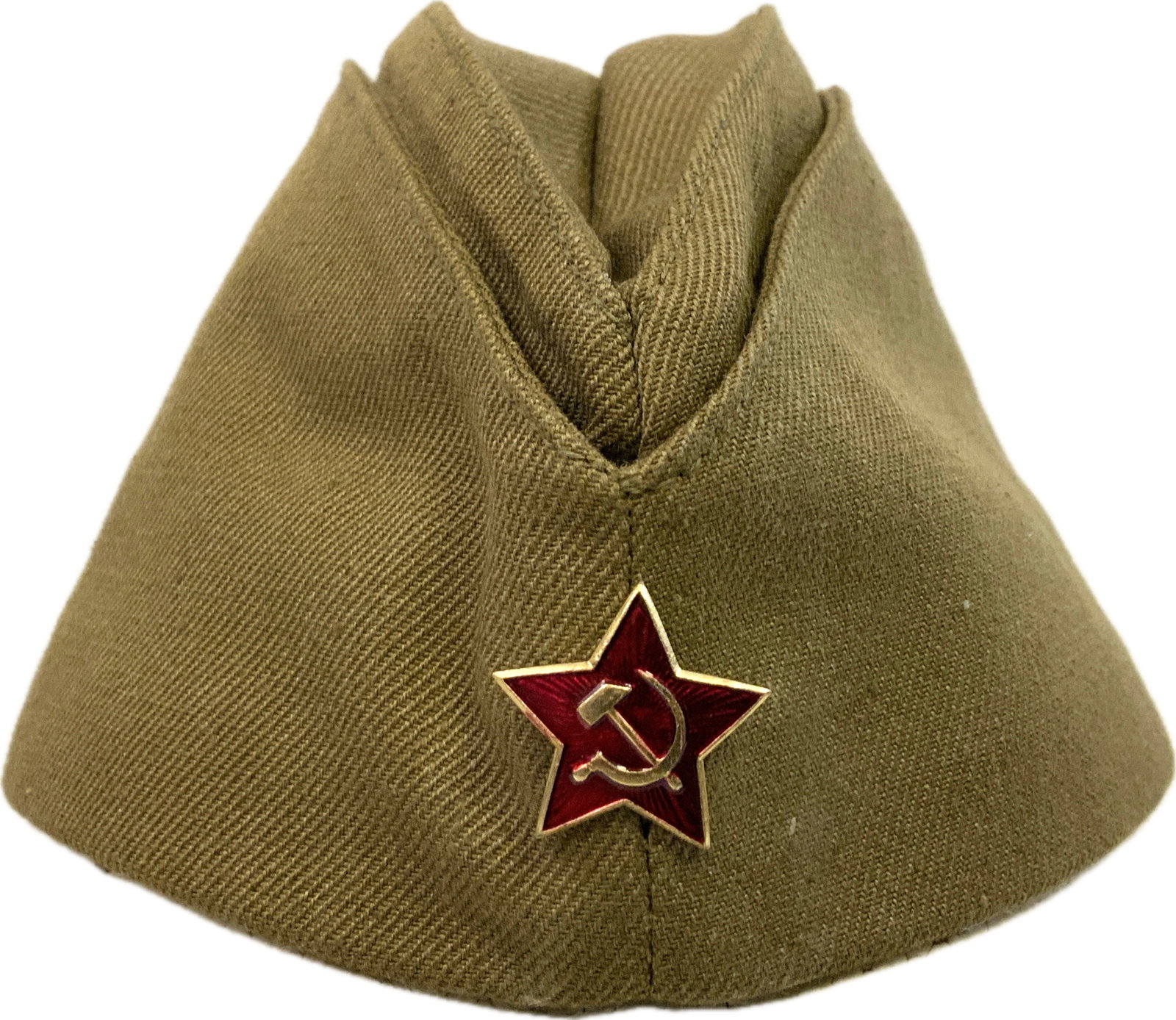 USSR SOVIET ARMY SOLDIRS PILOTKA CAP: USSR SOVIET ARMY SOLDIRS PILOTKA CAP. MANUFATURING STAMP INSIDE WITH 1976 DATE AND SIZE 55. GREAT OVERALL CONDITION.