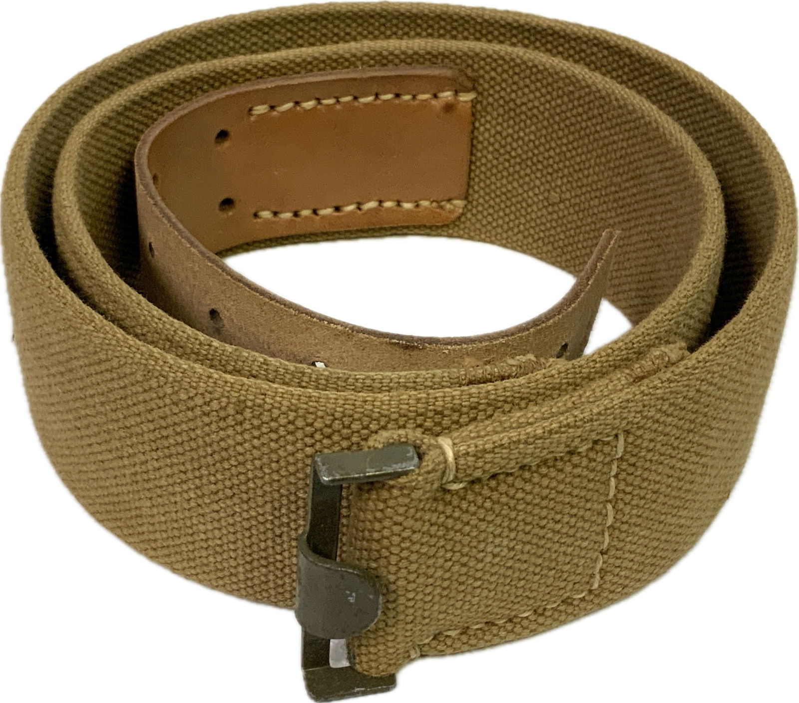 WWII GERMAN AFRIKA KORPS WEHRMACHT TROPICAL WEB BELT: AFRIKA KORPS WEHRMACHT TROPICAL WEB BELT. MINT LIKELY NEVER ISSUED CONDITION BELT. INK STAMPED WITH SIZE. RARE .