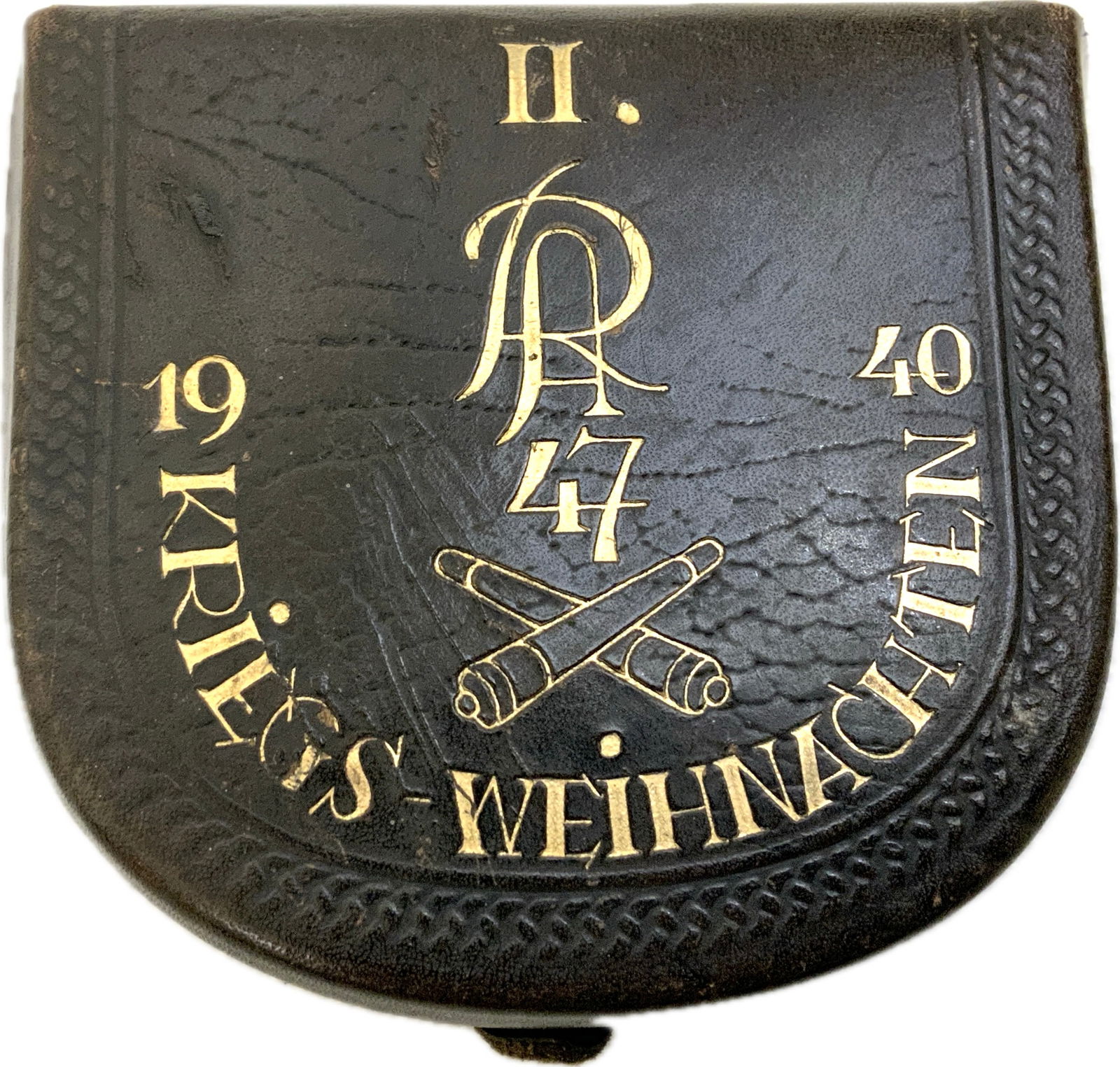 WWII GERMAN ARTILLERY REGIMENT 47 CHRISTMAS 1940 LEATHER WALLET: WWII GERMAN ARTILLERY REGIMENT 47 CHRISTMAS 1940 LEATHER WALLET.GREAT CONDITION.MAKER MARKED INSIDE.