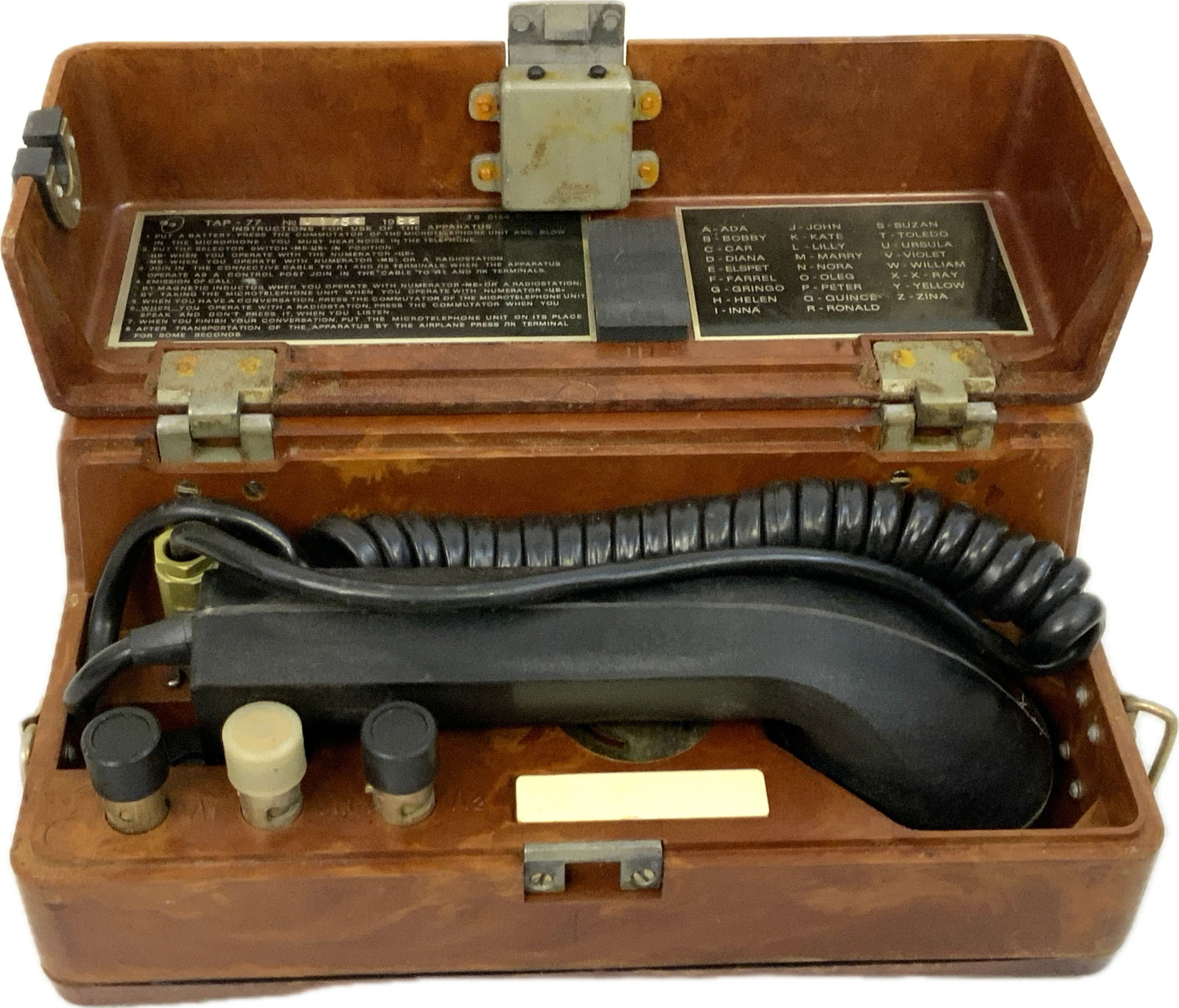 VINTAGE BULGARIAN MILITARY FIELD TELEPHONE TAP-77: VINTAGE BULGARIAN MILITARY FIELD TELEPHONE.TAP-77The TAP-77 is a rugged, analog military field telephone manufactured in Bulgaria during the 1980s for Warsaw Pact forces. Designed for two-wire communi