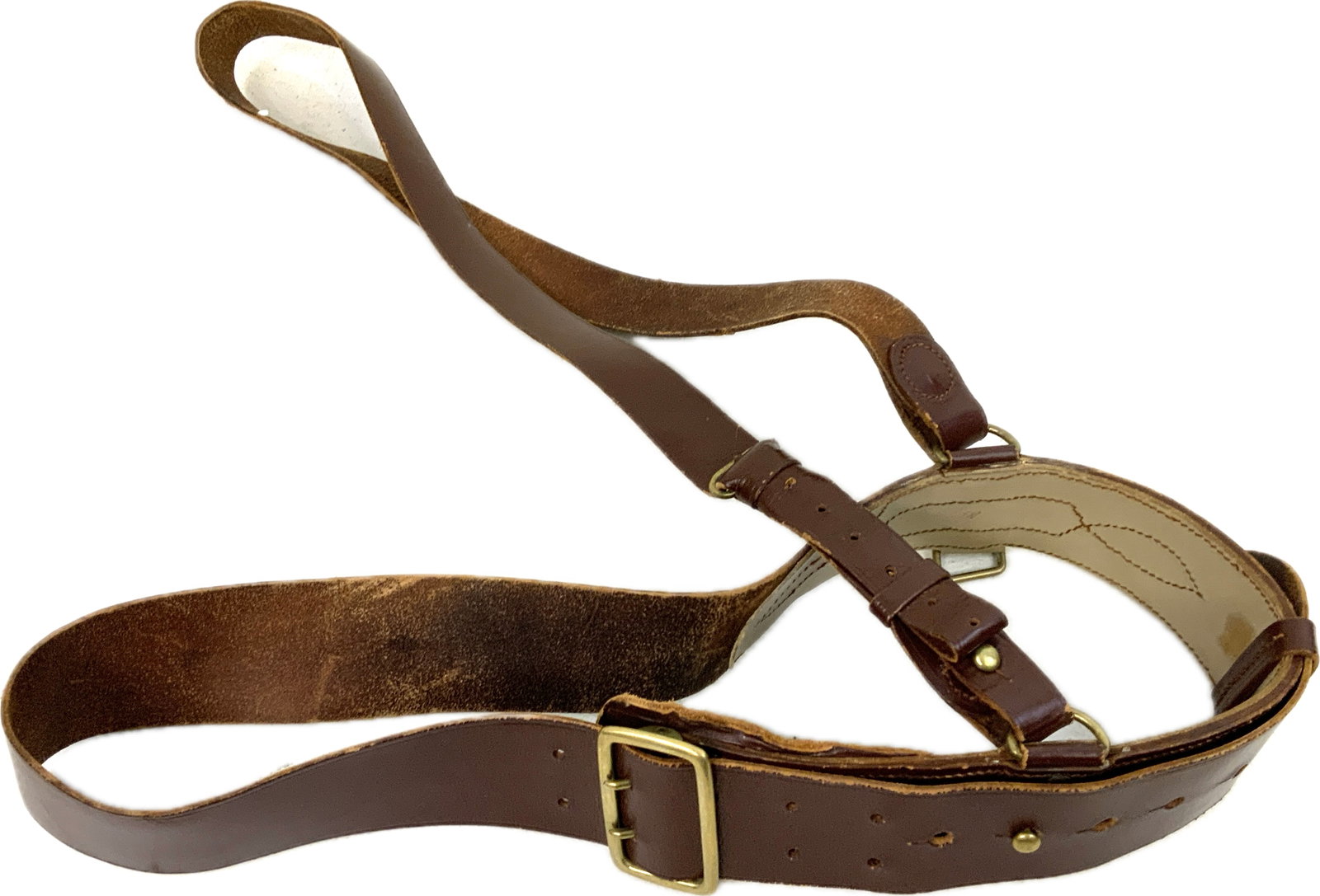 VINTAGE UK OR US SAM BROWNE BROWN LEATHER BELT WITH CROSS STRAP: VINTAGE UK OR US SAM BROWNE BROWN LEATHER BELT WITH CROSS STRAP. VERY GOOD CONDITION.