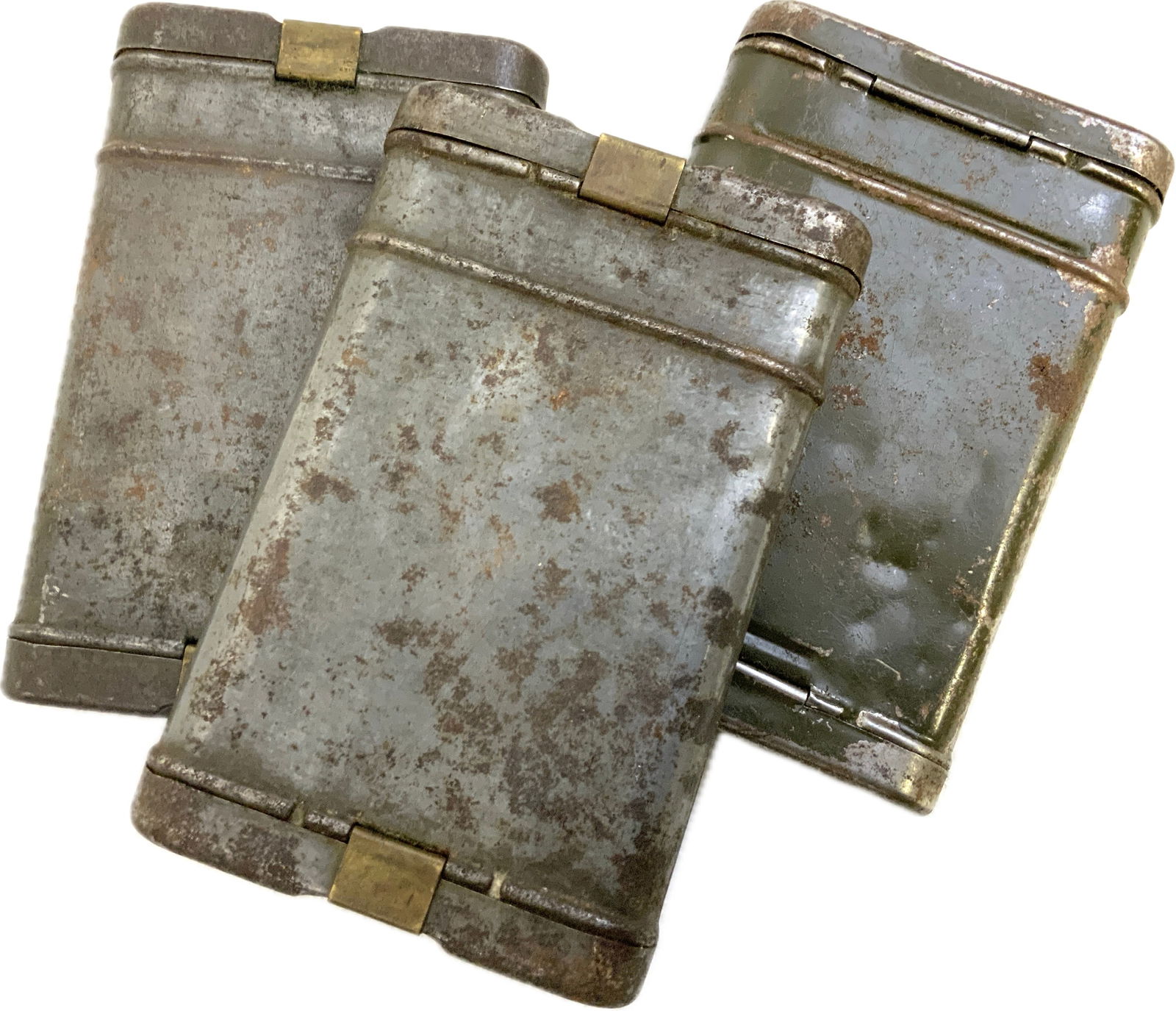 WWII GERMAN K98 CLEANING KITS IN METAL CONTAINERS: WWII GERMAN K98 CLEANING KITS IN METAL CONTAINERS. LOT OF 3