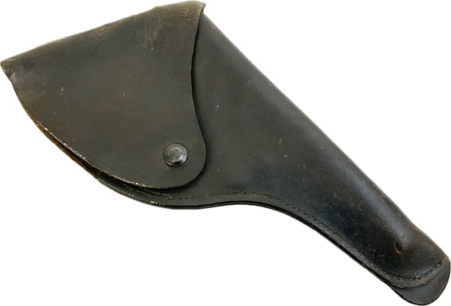 ANTIQUE BLACK LEATHER REVOLVER GUN HOLSTER: ANTIQUE BLACK LEATHER REVOLVER GUN HOLSTER. GREAT CONDITION. LEATHER IS STILL NICE . MARKS ON THE BACK. 11" LONG 5" WIDE.