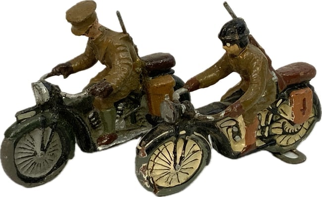 GERMAN NAZI PERIOD LINEOL / ELASTOLIN TOY SOLDIERS MOTORCYLCLIST: GERMAN NAZI PERIOD LINEOL / ELASTOLIN TOY SOLDIERS MOTORCYLCLIST
