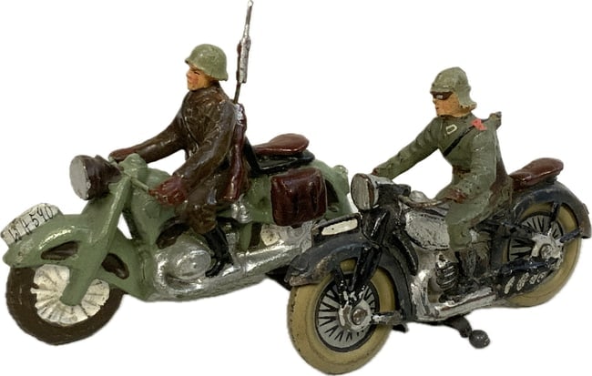 GERMAN NAZI PERIOD LINEOL / ELASTOLIN TOY SOLDIERS GERMAN ARMY MOTORCYLCLIST: GERMAN NAZI PERIOD LINEOL / ELASTOLIN TOY SOLDIERS GERMAN ARMY MOTORCYLCLIST