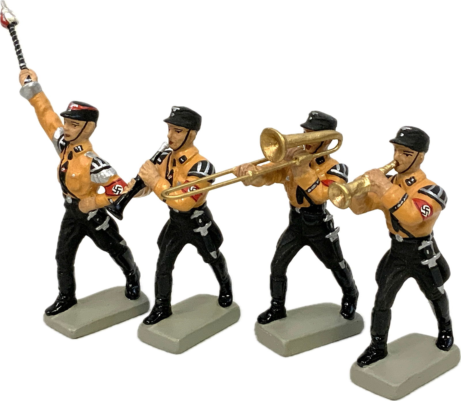 GERMAN NAZI PERIOD LINEOL / ELASTOLIN TOY SOLDIERS SS MUSICIANS: GERMAN NAZI PERIOD LINEOL / ELASTOLIN TOY SOLDIERS SS MUSICIANS