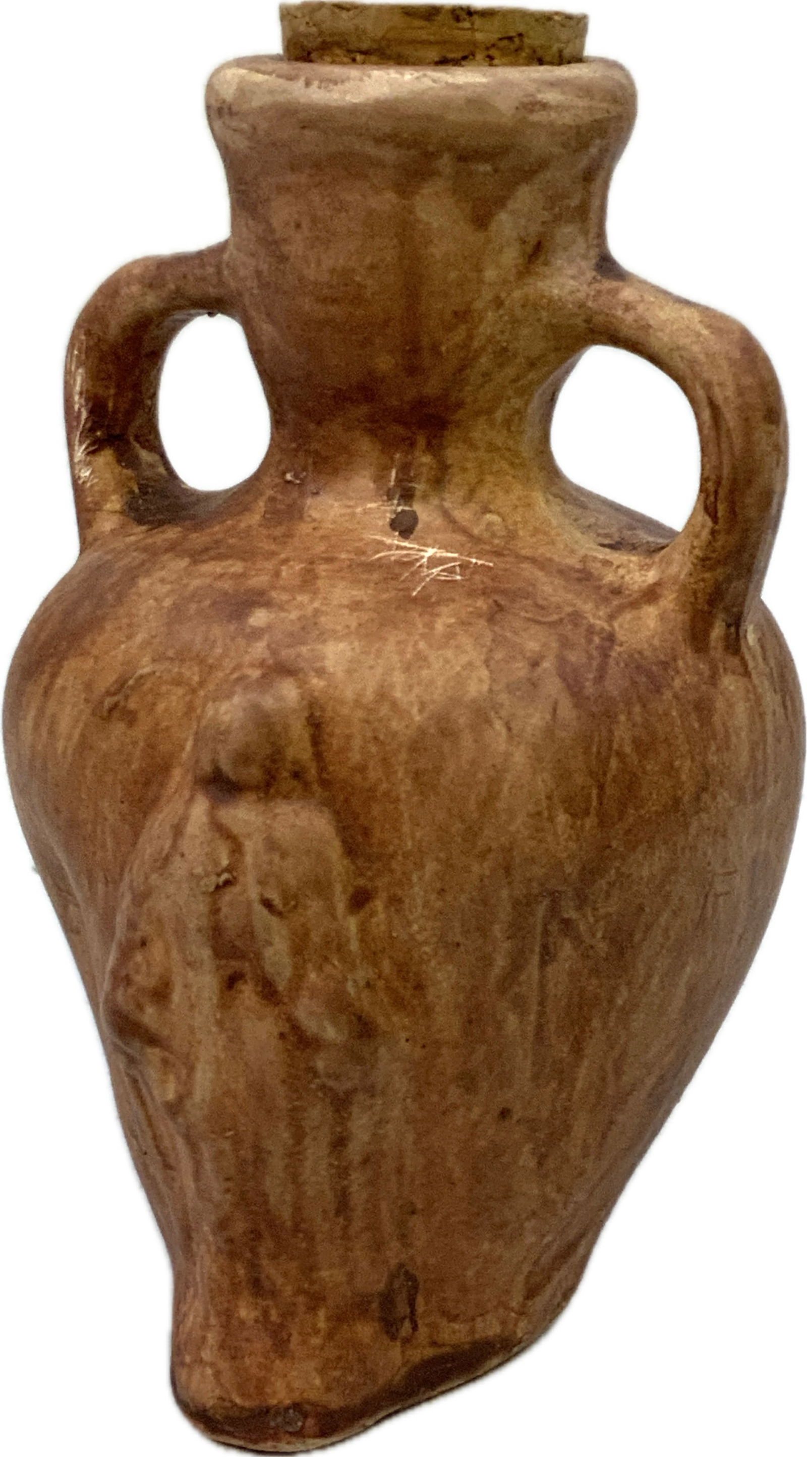 GREEK CLAY UNGUENT PERFUME AMPHORA: GREEK CLAY UNGUENT PERFUME AMPHORA. 4 1/2" TALL. FROM DR. PAUL D LYNN COLLECTION.