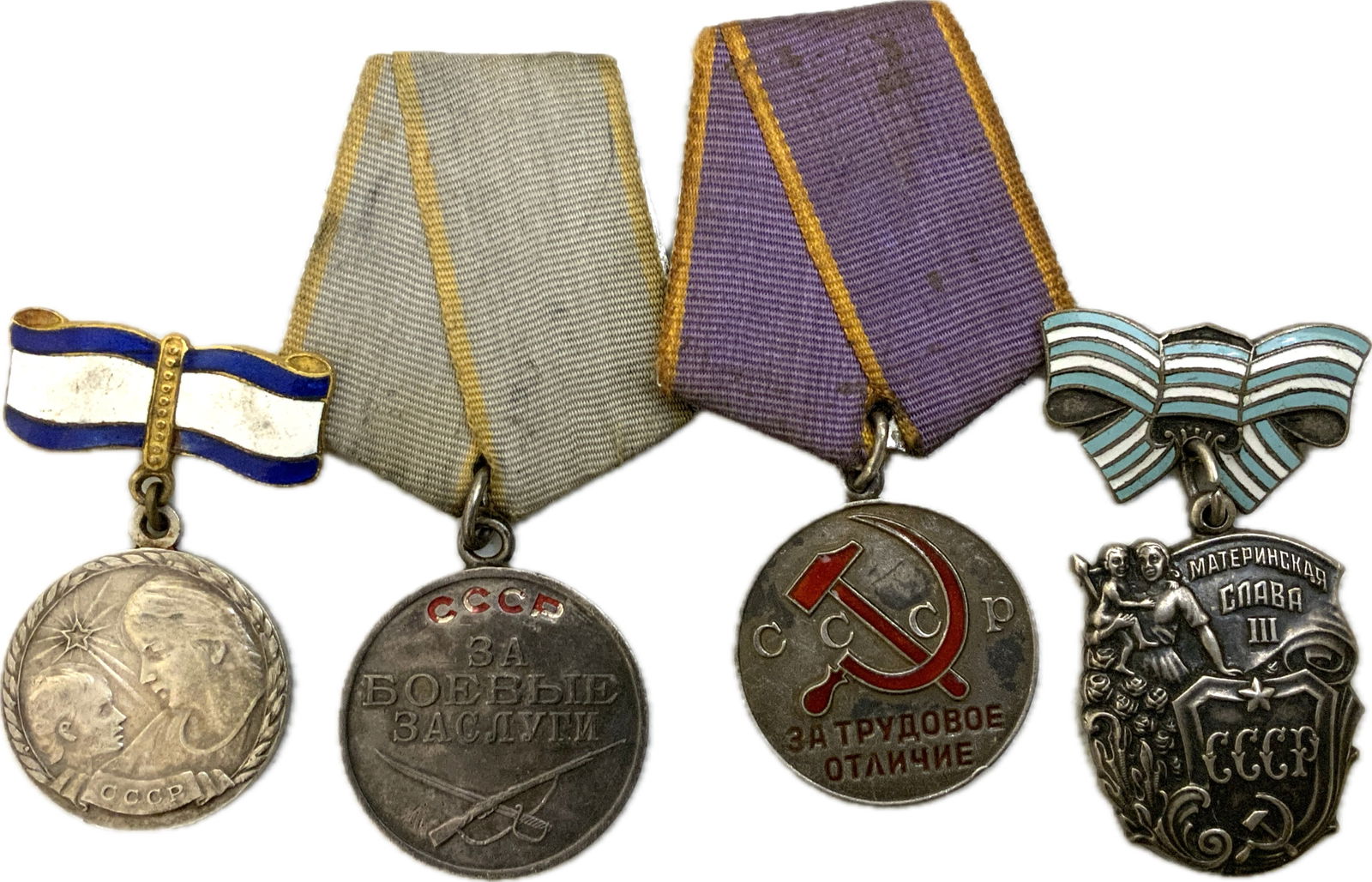 USSR SILVER MILITARY, SOCIALIST LABOUR AND MOTHERS MEDALS: USSR SILVER MILITARY, SOCIALIST LABOUR AND MOTHERS MEDALS