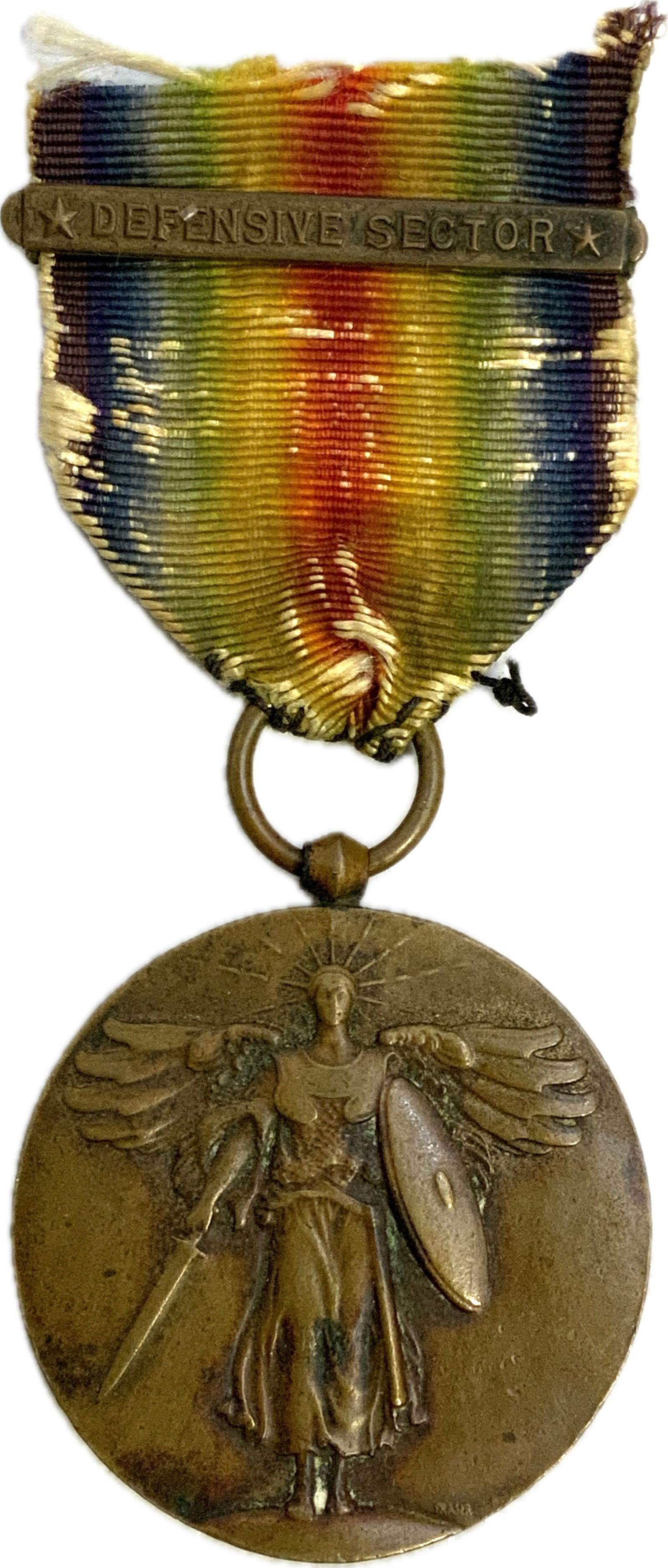 USA WWI VICTORY MEDAL WITH DEFENSIVE SECTOR CLASP: USA WWI VICTORY MEDAL WITH DEFENSIVE SECTOR CLASP