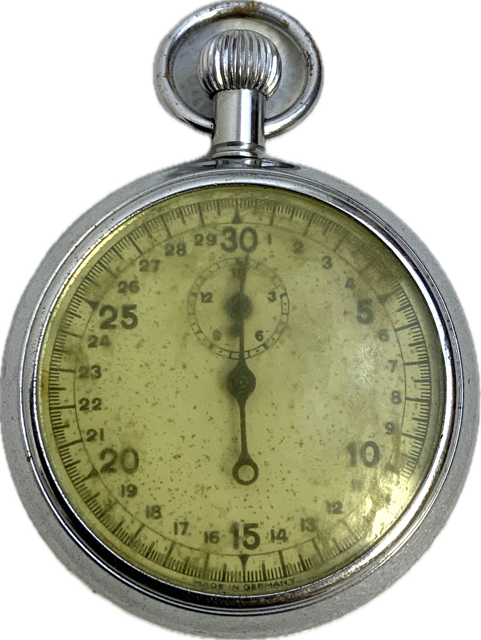 ANTIQUE GERMAN STOPWATCH WAFFEN SS DANZIG ENGRAVED: ANTIQUE GERMAN STOPWATCH WAFFEN SS DANZIG ENGRAVED.VERY GOOD WORKING CONDITION. 2" DIAM.