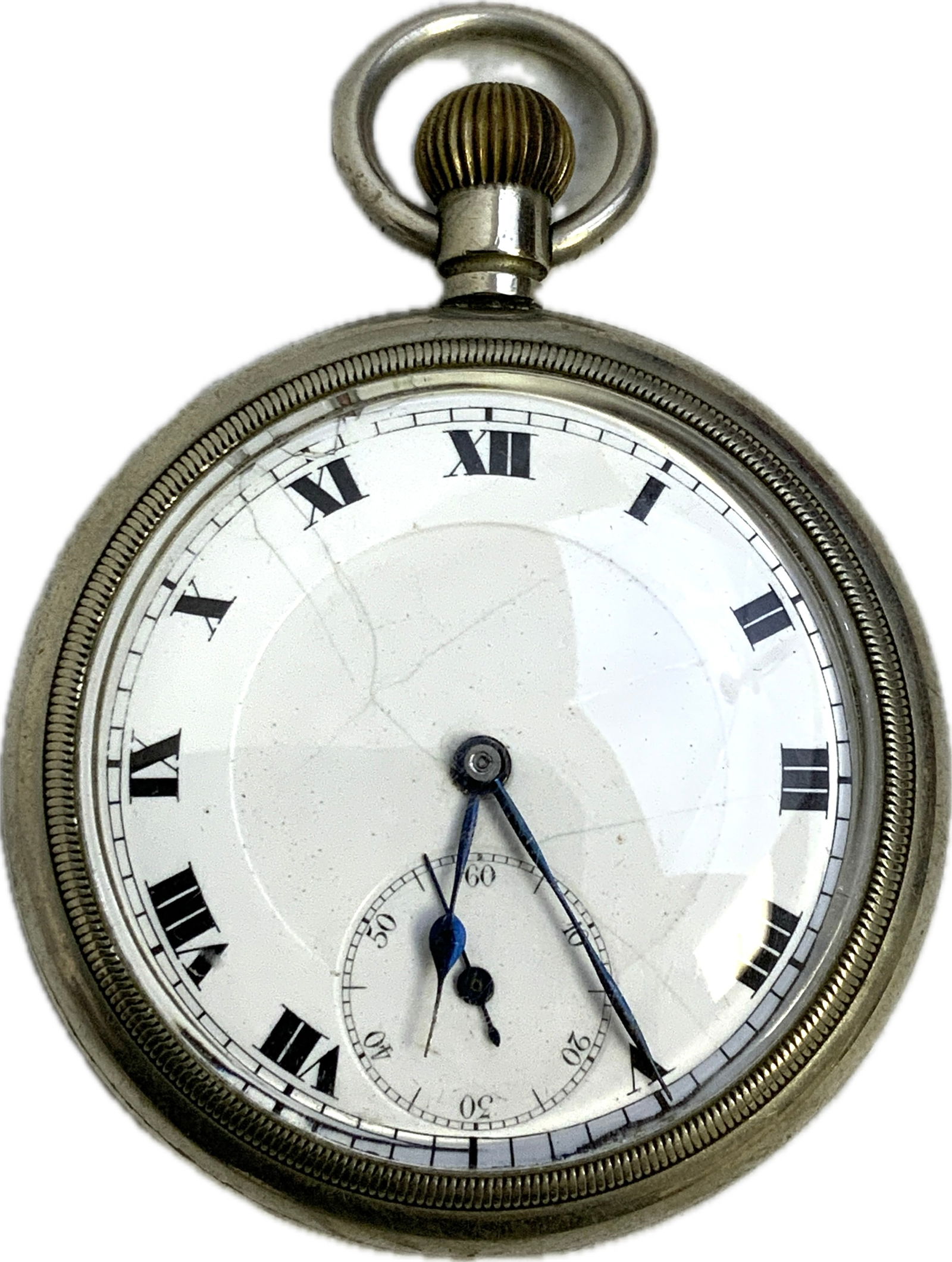 ANTIQUE POCKET WATCH POLICE DIV 4 SS ENGRAVED: ANTIQUE POCKET WATCH POLICE DIV 4 SS ENGRAVED.APPEARS TO BE IN VERY GOOD WORKING CONDITION. 2" DIAM.