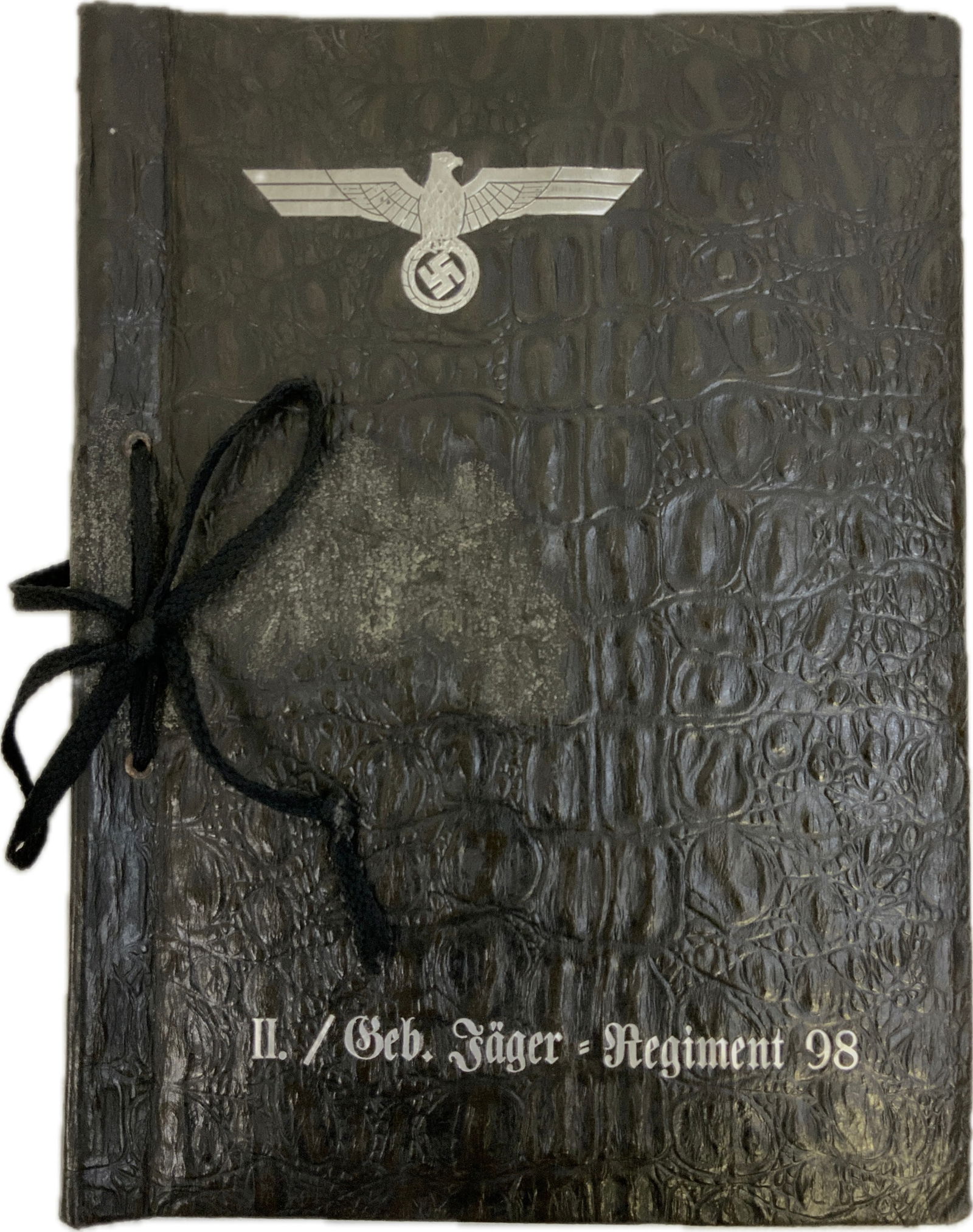 GERMANY THIRD REICH JAGER REGIMENT 98 PHOTO ALBUM: GERMANY THIRD REICH JAGER REGIMENT 98 PHOTO ALBUM. FULL OF GERMAN ARMY AND REGIMENT INFORMATION. UNUSED WITH NO PERSONAL PICTURES.