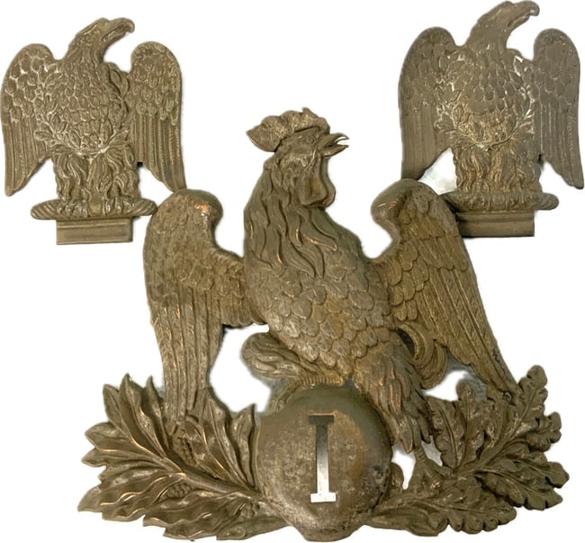 FRANCE ANTIQUE FRENCH MILITARY BRASS INSIGNIA: FRANCE ANTIQUE FRENCH MILITARY BRASS INSIGNIA. MID TO LATE 19TH CENTURY.