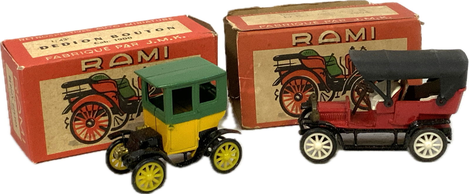 RAMI FRENCH DIECAST MODEL CARS WITH ORIGINAL BOXES: RAMI FRENCH DIECAST MODEL CARS WITH ORIGINAL BOXES.3" AND 2 1/2" LONG. GREAT CONDITION.