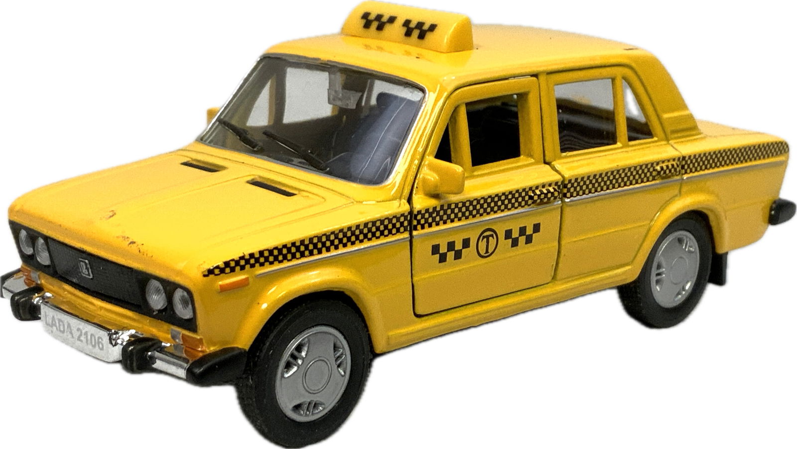 USSR LADA 2106 TAXI DIE CAST MODEL: USSR LADA 2106 TAXI DIE CAST MODEL. COMES WITH ORIGINAL BOX. 4 1/2" LONG. GREAT CONDITION.