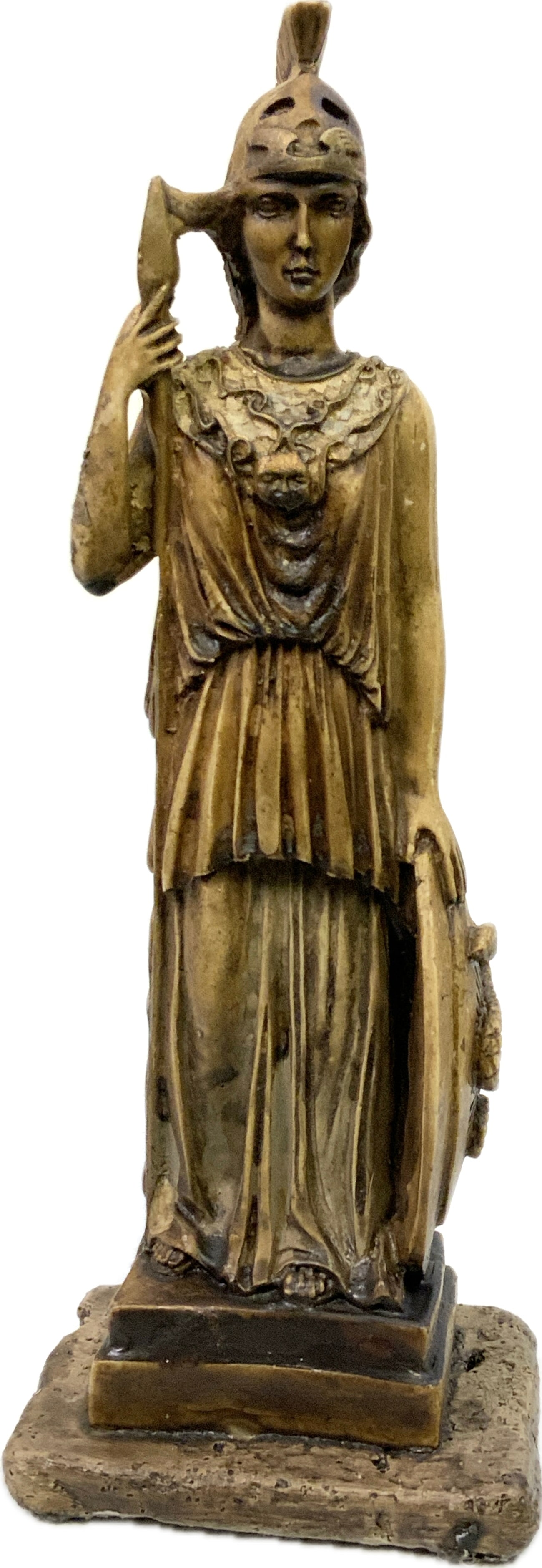 VINTAGE GODDESS ATHENA FIGURE: VINTAGE GODDESS ATHENA FIGURE. GREECE. 8" TALL. FROM DR. PAUL D. LYNN COLLECTION.