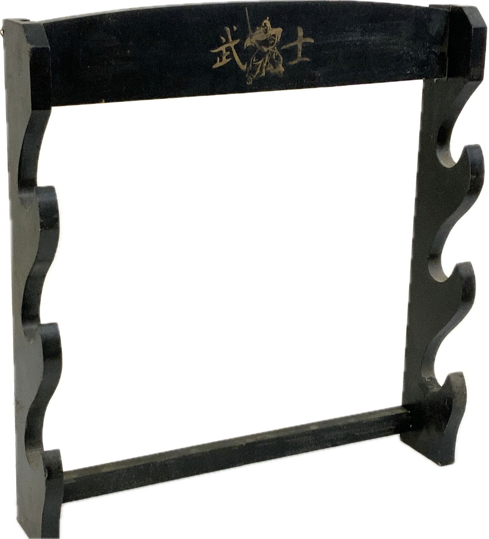 SAMURAI SWORD STAND DISPLAY RACK WALL MOUNT: SAMURAI SWORD STAND DISPLAY RACK WALL MOUNT. GOOD CONDITION. READY TO GO ON THE WALL. 16" X 17" SIZE.