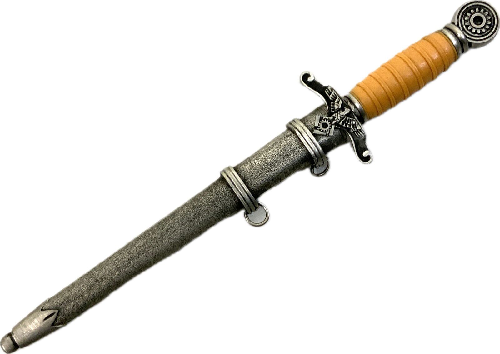 MINIATURE COLLECTABLE GERMAN TENO OFFICER DAGGER: MINIATURE COLLECTABLE GERMAN TENO OFFICER DAGGER. 6" LONG WITH 3 1/2" LONG BLADE.