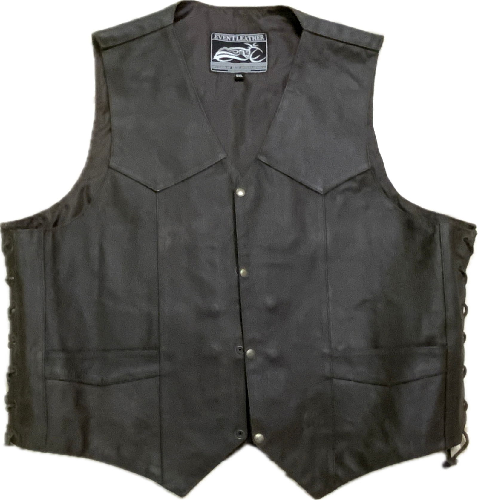 MOTORCYCLE DARK BROWN LEATHER VEST: MOTORCYCLE DARK BROWN LEATHER VEST. USED GOOD CONDITION. 5XL SIZE.