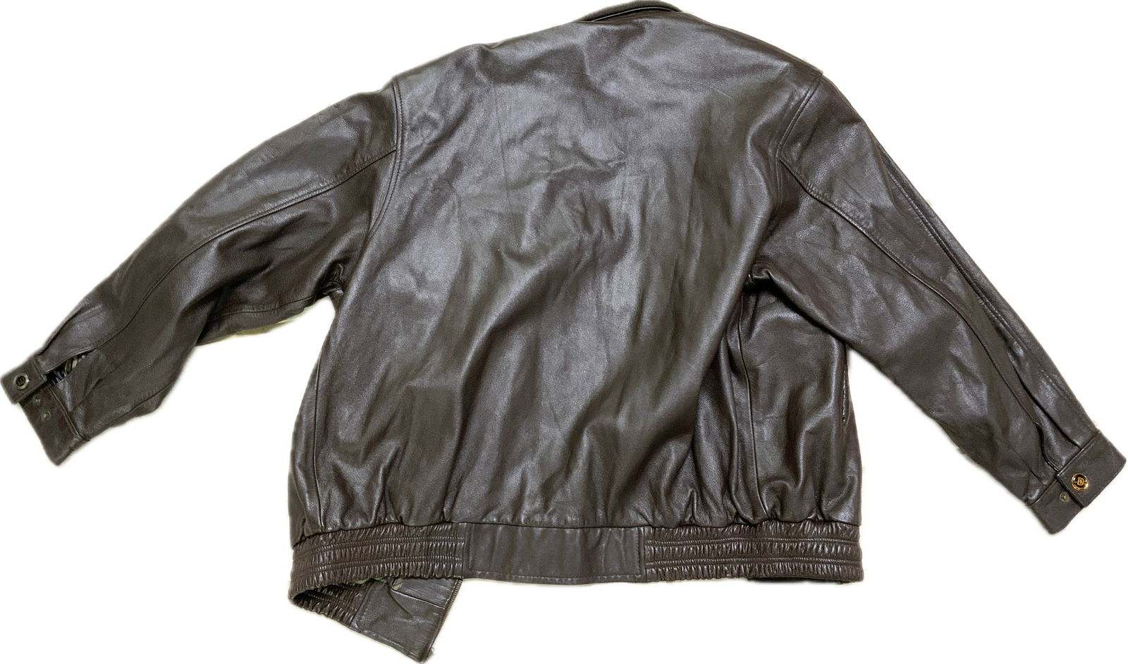 BROWN LEATHER BOMBER STYLE JACKET - 3