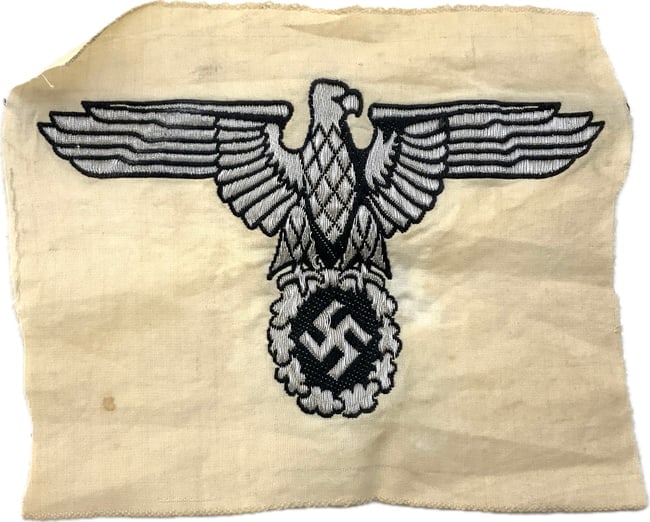 GERMANY THIRD REICH RARE LARGE SS EAGLE EMBROIDERED PATCH: GERMANY THIRD REICH RARE LARGE SS EAGLE EMBROIDERED PATCH. UNUSED CONDITION.