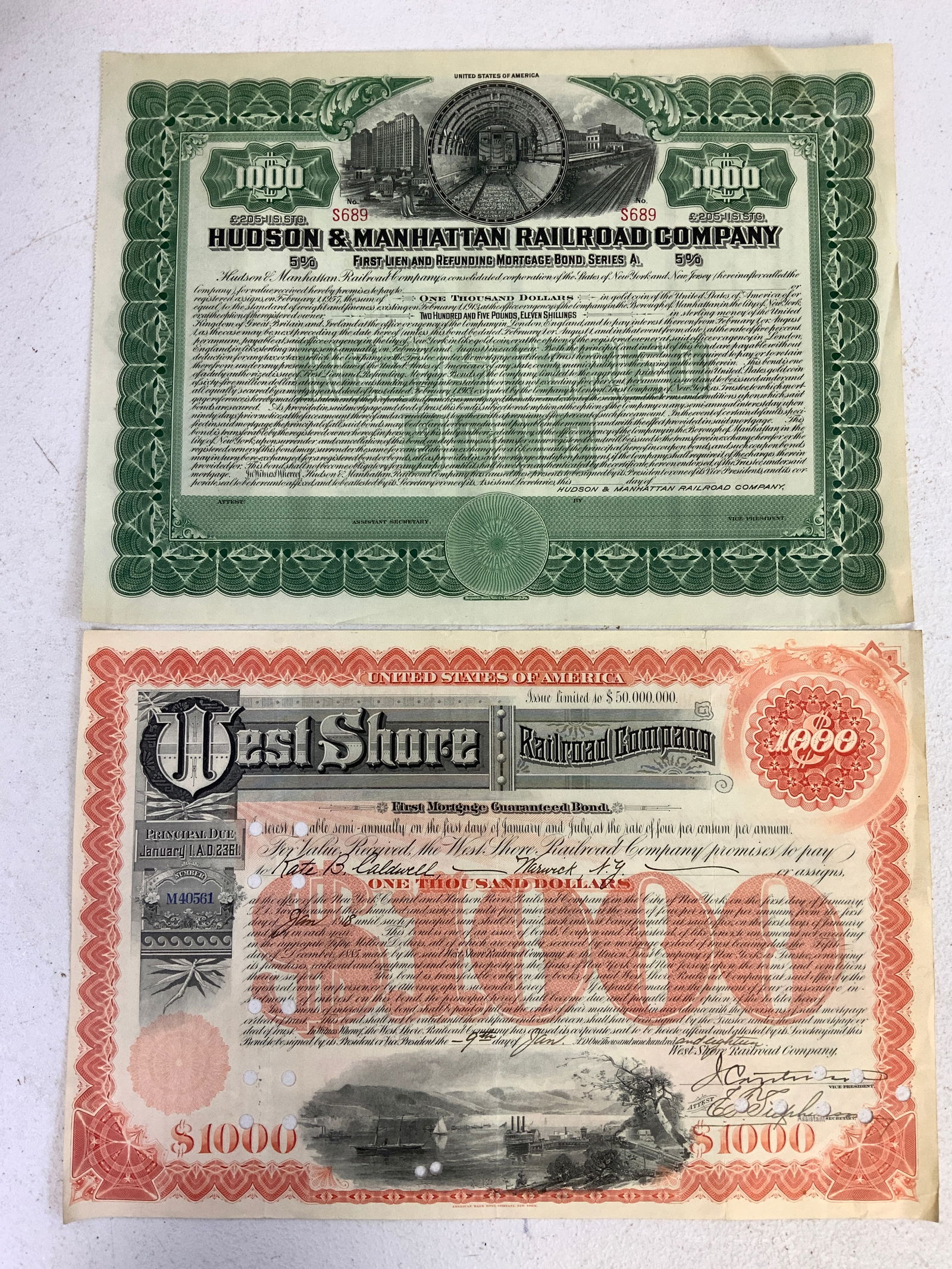 OLD VINTAGE RAILROAD STOCK CERTIFICATES: OLD VINTAGE RAILROAD STOCK CERTIFICATES, VERY FINE