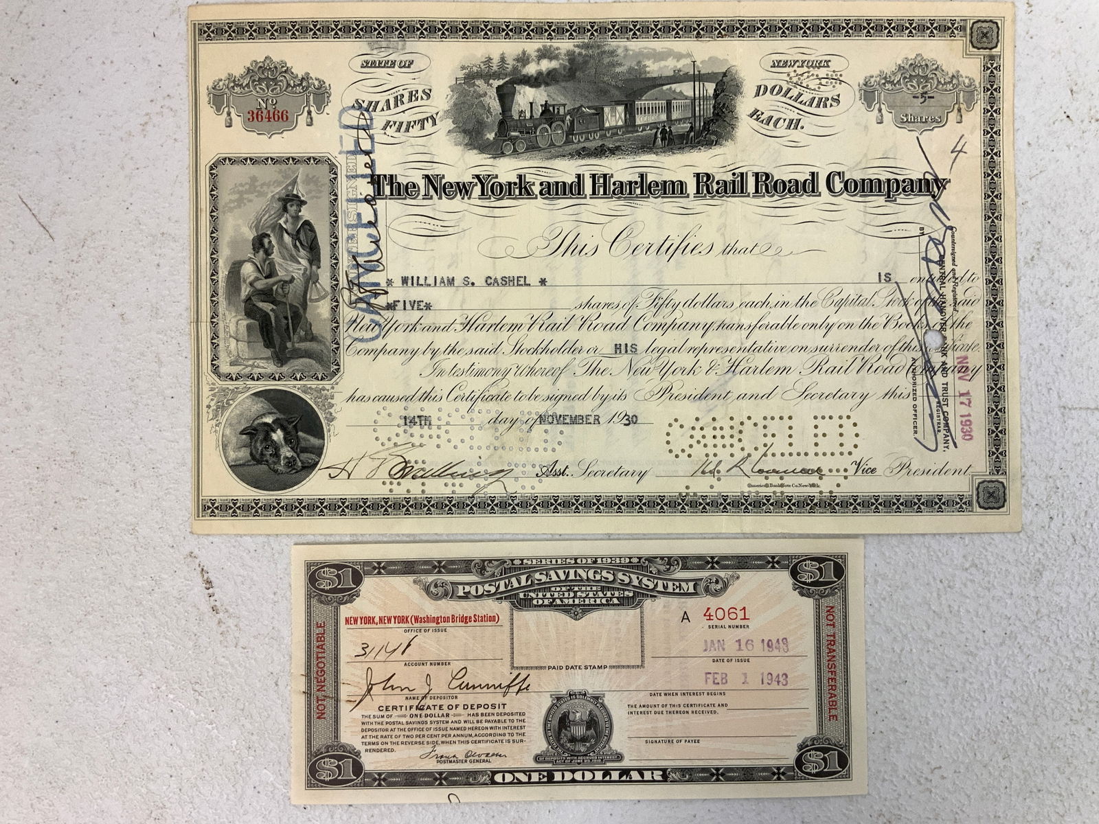 OLD VINTAGE RAILROAD STOCK CERTIFICATES: OLD VINTAGE RAILROAD STOCK CERTIFICATES, VERY FINE