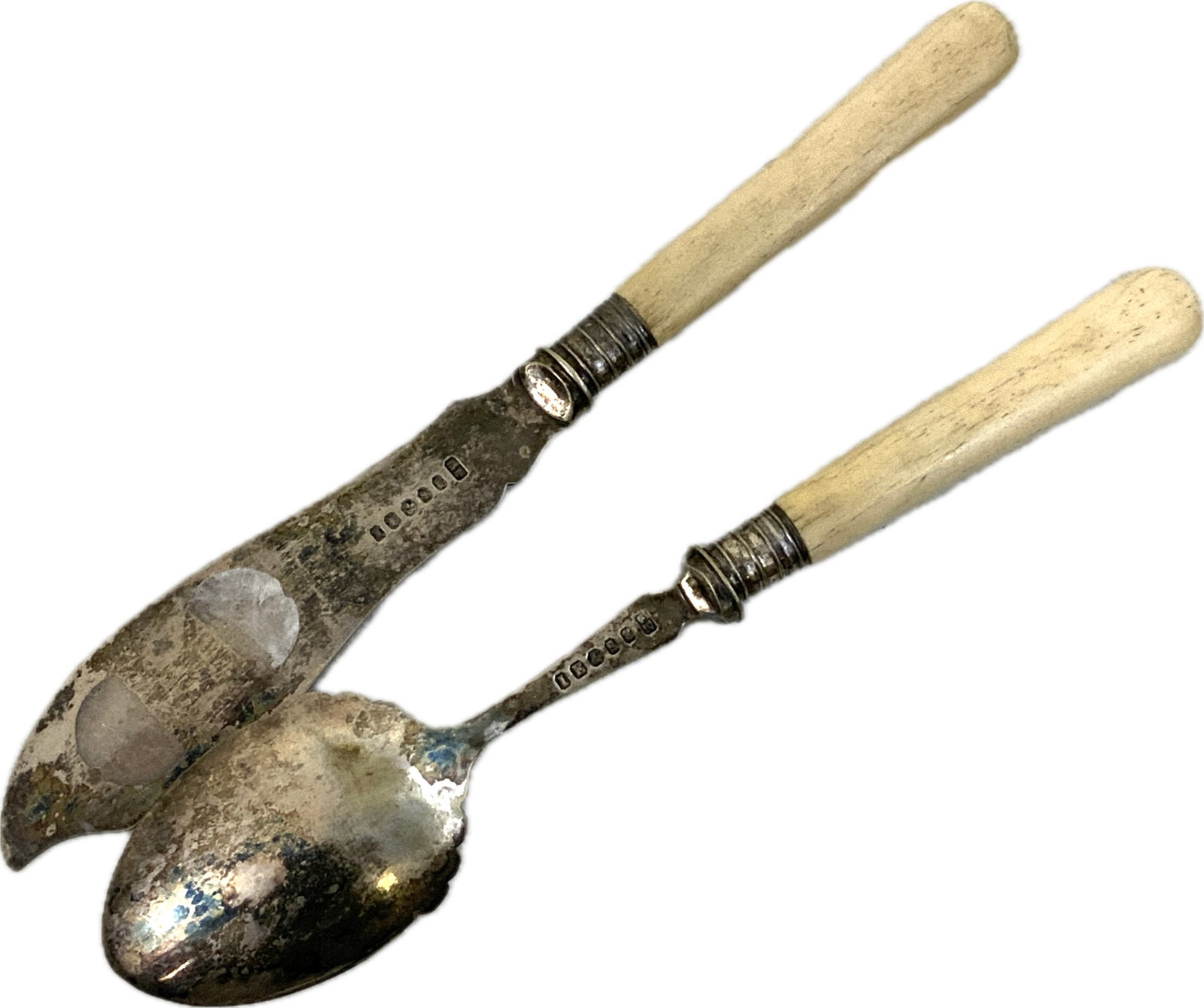 ANTIQUE SILVER ENGRAVED SERVING UTENSILS - 2