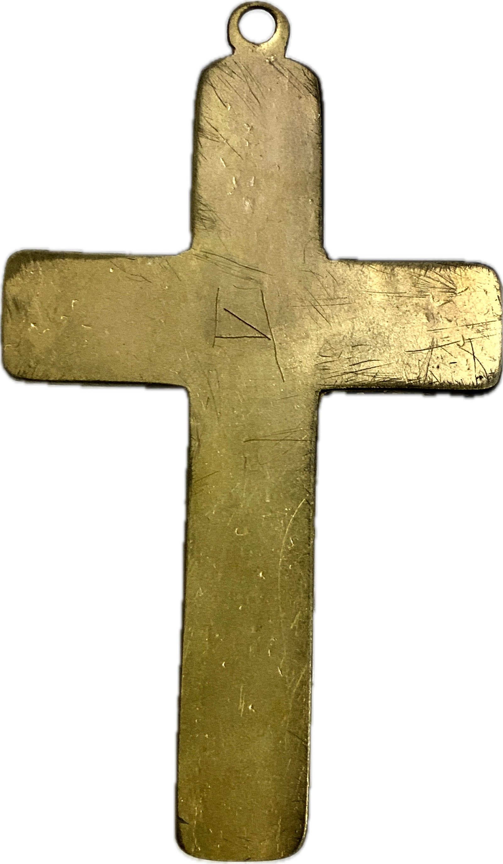 ANTIQUE ENAMELED GILDED BRASS CROSS - 5