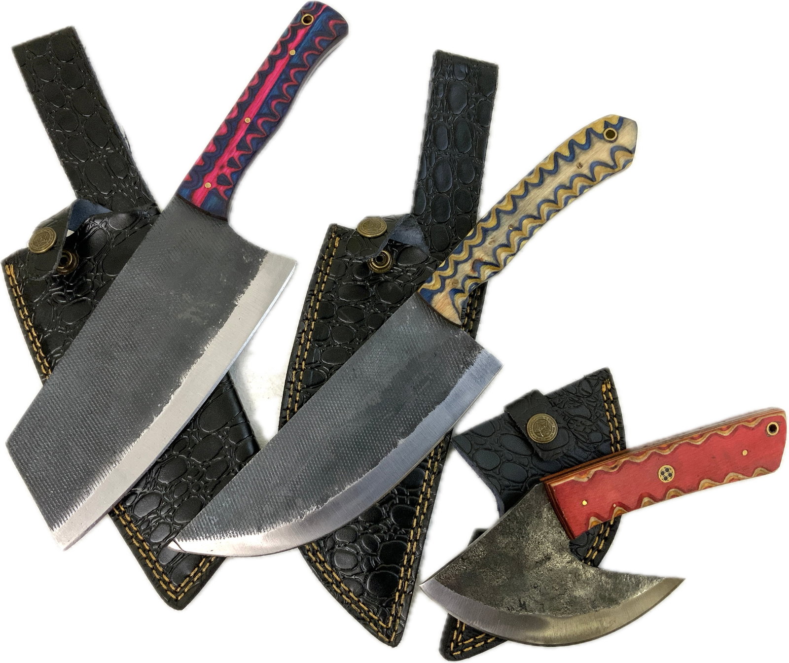 HAND FORGED STEEL HUNTING KNIVES WITH LEATHER SHEETS (1 of 4)