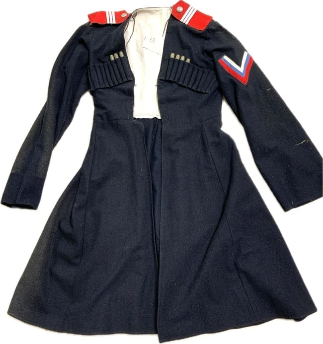 RUSSIAN CIVIL WAR WHITE ARMY COSSACK UNIFORM DRESS CHERKESKA: RUSSIAN CIVIL WAR WHITE ARMY COSSACK UNIFORM DRESS CHERKESKA. VERY RARE FIND. COMPLETE WITH SHOULDER BOARDS AND SLEEVE INSIGNIA. WELL WORN BUT STILL GREAT CONDITION.