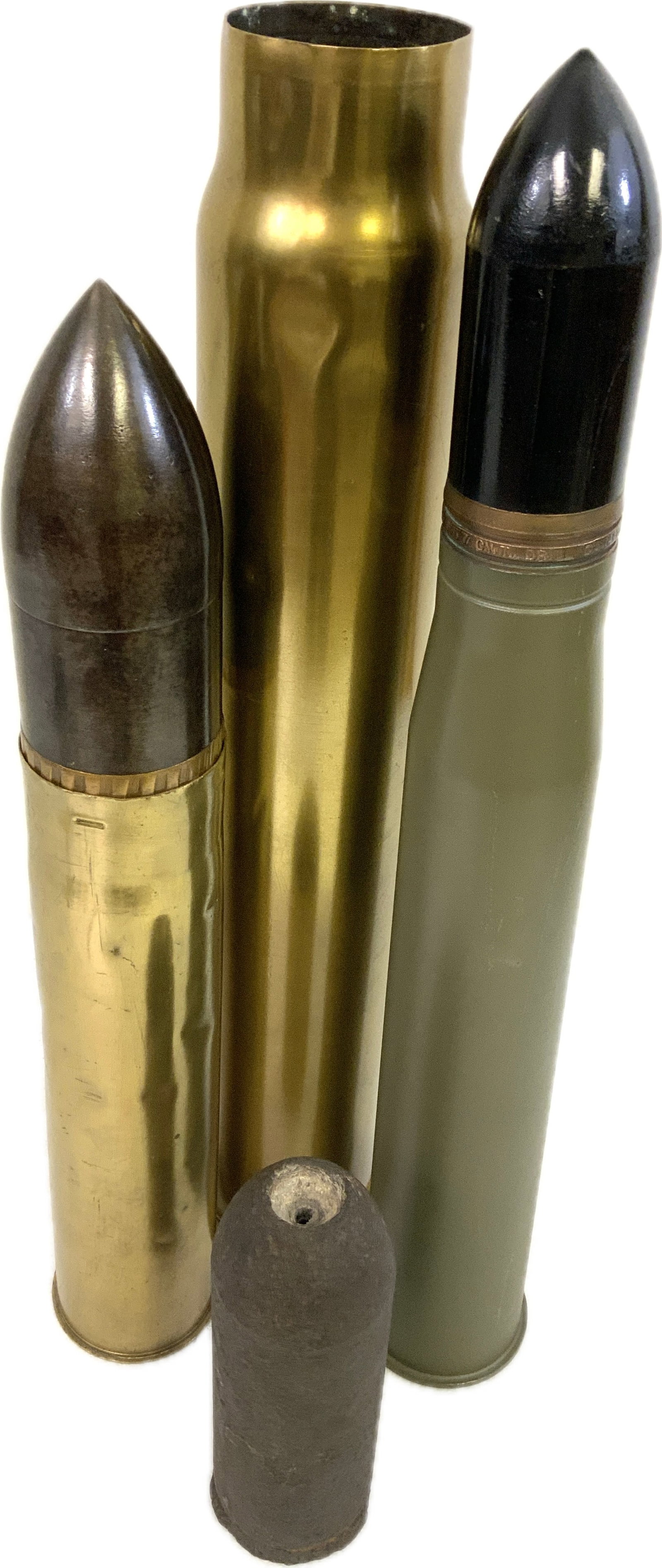 INERT AND TRAINING DUMMY CANNON AMMO ROUNDS: INERT AND TRAINING DUMMY CANNON AMMO ROUNDS. LOT OF 4. 23" THE TALLEST ONE. USA BIDDERS ONLY.