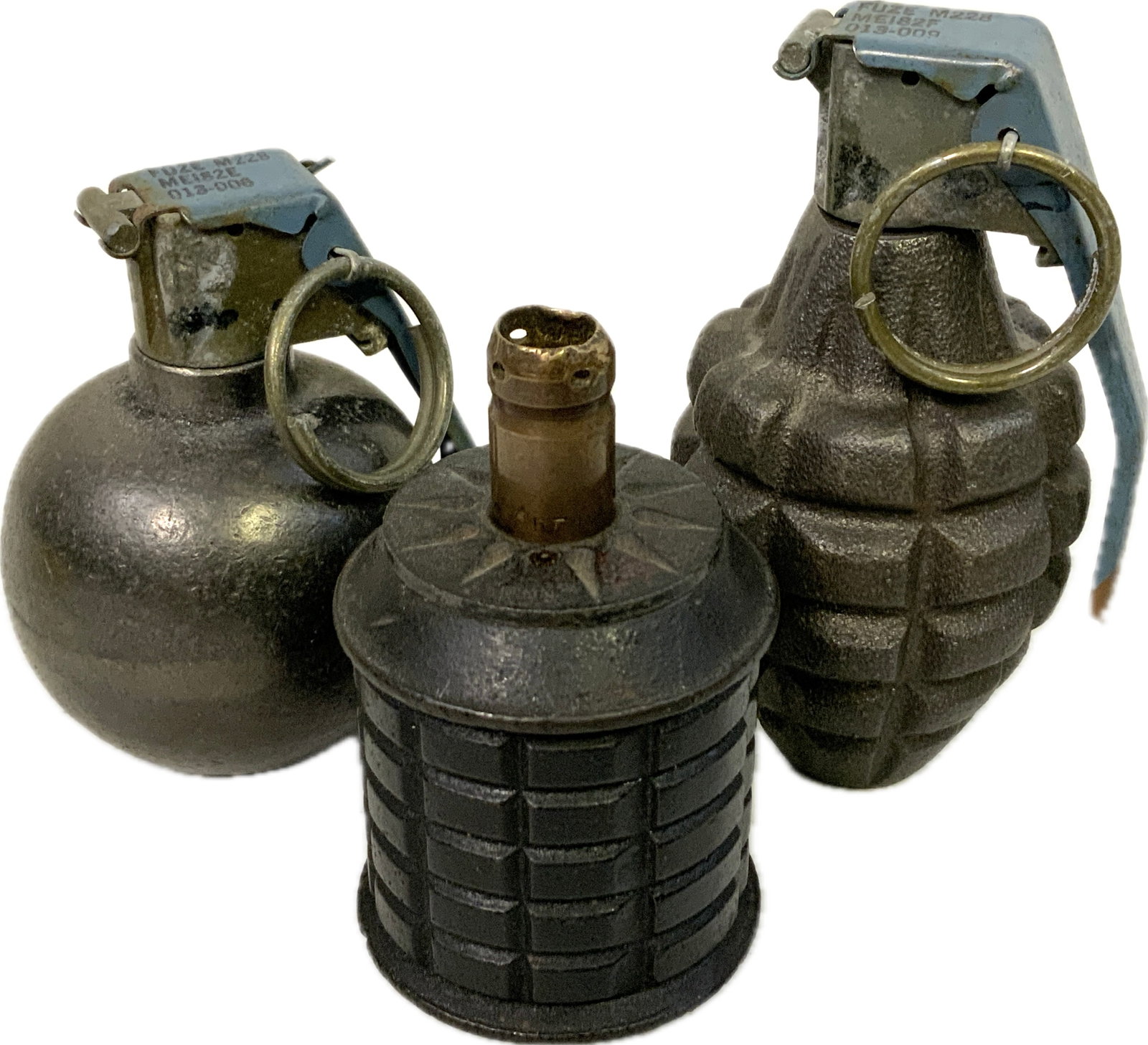 INERT AND TRAINING DUMMY GRENADES: INERT AND TRAINING DUMMY GRENADES. LOT OF 3. USA BIDDERS ONLY.