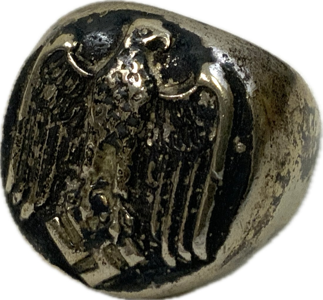 WWII GERMAN WEHRMACHT EAGLE SILVER RING - 5