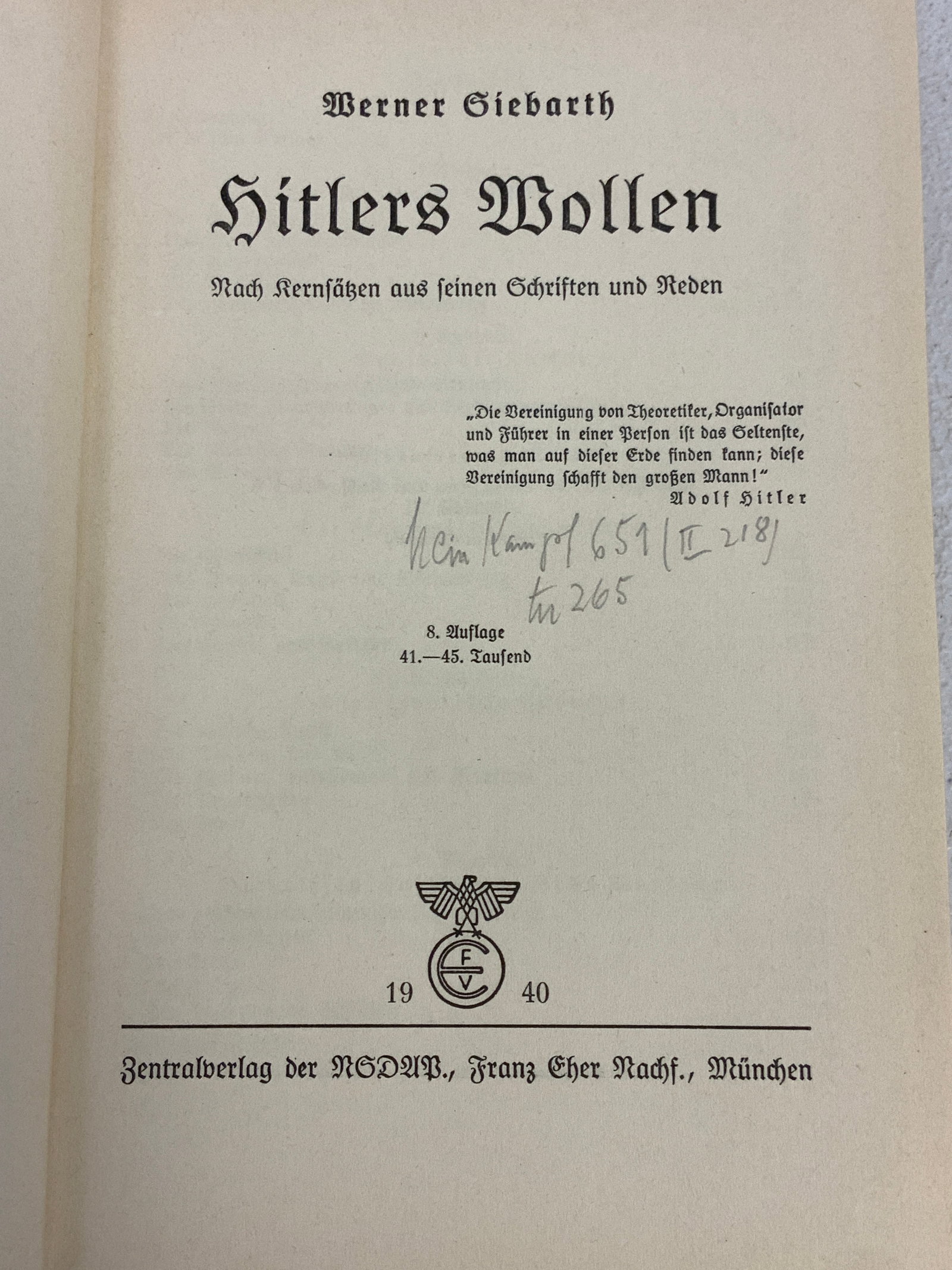 GERMANY THIRD REICH WERNER SIEBARTH BOOK - 2