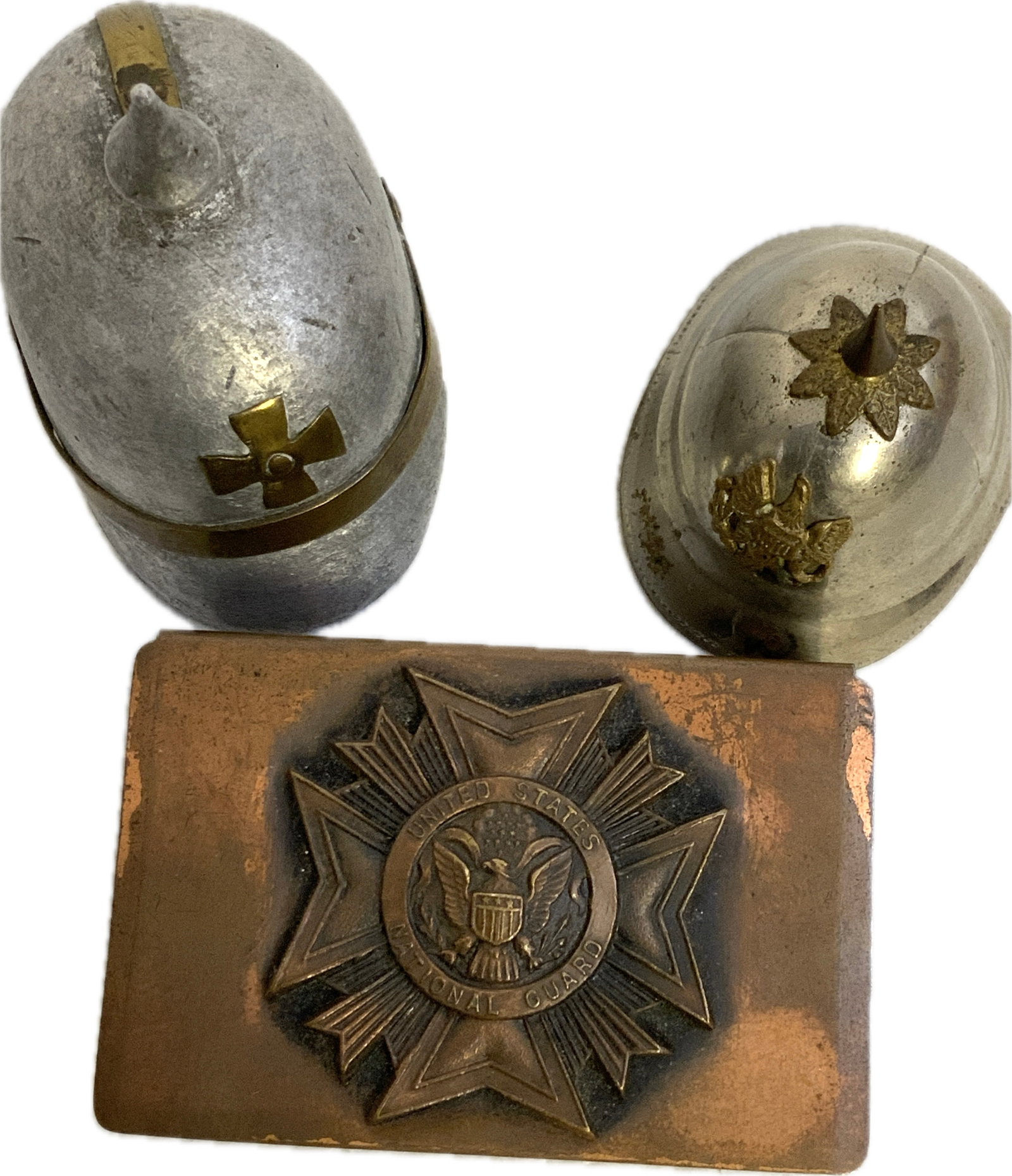 ANTIQUE US MILITARY MINIATURE HELMETS AND MEXICAN BORDER 1916-17 MARKED MATCHCASE (1 of 4)